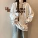 American-style Letter Embroidery Hooded Long-sleeve Sweatshirt Women, Thin, Plus-size, Loose-fitting, Korean-style Top_ecoleips.com
