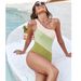 Women's Clothing Design Swimsuit Solid Color Splicing One Piece Swimsuit Female_ecoleips.com
