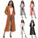 Women's European American Style Long Thin Cardigan Sweater With Large Pockets Wool Material Multi-Color Slit Design A8019_ecoleips.com