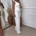Women's Clothing solid color one shoulder sleeveless single breasted top high waist wide leg pants two piece suit_ecoleips.com