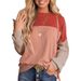 Women's Clothing New Women's Clothing Color Matching Casual Loose Sweater Pullover Top T Shirt_ecoleips.com