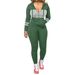 Women's Long Sleeve Round Neck Zipper Top And Pants Two-Piece Set Casual Comfort Jogger Outfit_ecoleips.com
