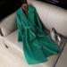 Women's Wool Blend Trench Coat Knee-Length Belted Overcoat With Polo Collar - Slim Fit 3D Texture Winter Coat For Office & Casual Wear_ecoleips.com