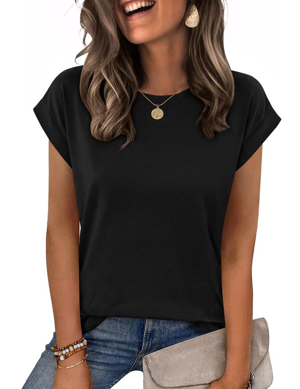 Zeagoo Womens Tops Summer Casual Cap Sleeve Tshirts Shirts Business Dressy Spring Fashion Outfits Trendy Clothes_ecoleips.com