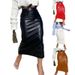Elegant High-Waist Bodycon Pencil Skirt – Stretchy Polyester-Spandex Blend, Office & Party Wear In Black, White, Red & Brown_ecoleips.com