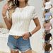 Women's Clothing Fashion Round Neck Hollow Short Sleeve Round Neck T Shirt Tops_ecoleips.com