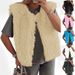 Women's Long Plush Sleeveless Vest - Soft Fleece Winter Cardigan For Casual & Office Wear (Dark Grey, Blue, Black)_ecoleips.com
