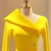 Women's Clothing Elegant Knit Pullover With Bold Lapel Collar & Decorative Front Buttons - Soft Viscose Blend, Classic Fit, Long Sleeve_ecoleips.com
