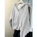 V-neck Hooded Sweatshirt For Women, Spring And Autumn, Thin, Loose, New Trendy Korean Hong Kong Style,_ecoleips.com