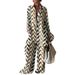 Women's Clothing New Product Set, Fashionable Printed Loose Long Sleeved Shirt + Straight Trousers For Women_ecoleips.com
