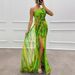Women's Clothing Chiffon Printed Split Dress INS Leisure Party Long Dress_ecoleips.com