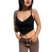 Cross-border European And American Style Lace Trim Vintage Brown Backless V-neck Camisole Women's Sleeveless Top_ecoleips.com