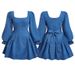 K Women's Long Sleeved Waist Cinching And Slimming Dress Denim Skirt_ecoleips.com