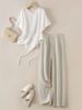 Women's Clothing Summer Irregular T Shirt Slim Top Wide Leg Pants Suit_ecoleips.com