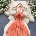 Women's Clothing Seaside Holiday Style Suspender Dress For Women Summer Three Dimensional Flower Ruffle Waist Unique Beautiful Light Luxury Long Skirt_ecoleips.com