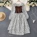 Tiered Ruffle Dress – Floral Print Wrap Design With Puff Sleeves (One-Size Fits Most) 3d Floral Depth_ecoleips.com