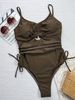 Women's Clothing Brown Cutout Strappy One Piece Swimsuit Style Women's Bikini Swimwear For Formal & Casual For Women_ecoleips.com