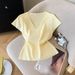 Korean Style Women's T-Shirt Short Sleeve V Neck Rhinestone Studded Ice Silk Knitwear Top For Summer New_ecoleips.com