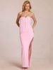 Elegant Bodycon Evening Dress With Thigh High Slit & Off-the-Shoulder Neckline - Solid Color Formal Gown For Parties And Special Occasions_ecoleips.com