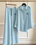 2026 Women's Tencel Suit Slimming Casual Cotton-Linen Blend Summer Fashion Shirt And Wide Leg Pants Set For Women_ecoleips.com
