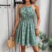 A Fashionable And Elegant Full-Print Vacation Waist-Cinching, Backless And Shoulder-Less Sleeveless Dress For Ladies_ecoleips.com