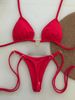 "Heart-Shaped Bikini Set – Low Waist Tie-Up Three-Piece Swimsuit In Solid Colors_ecoleips.com