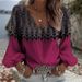 A Long-Sleeved V-Neck Shirt With Creative Striped Patterns For Women_ecoleips.com