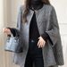 Japanese-Korean Style Plaid Wool-Like Coat – Oversized Open Front Tweed Jacket (Mid-Length, Button Closure, Unisex)_ecoleips.com