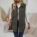 Corduroy Duster Vest For Women – Longline Button-Up Shacket With Lapel Collar, Casual Office Cardigan In Camel/, Polyester Layering Essential_ecoleips.com