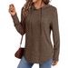 Fall/Winter Women's Fashion Brushed Long Sleeve T-Shirt With Hooded Casual Side Buttons And Drawstring Tops_ecoleips.com