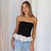 European And American Style Women's Summer Top Sleeveless Off-Shoulder Strapless Color Block Ruffled Design for Cross-Border Trade_ecoleips.com