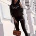 Women's European American Style Spring Autumn Fashion Hooded Two Piece Set Casual Letter Print Vacation Wear_ecoleips.com