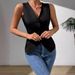 New Sleeveless Vest For Women, Slim Fit V-Neck Casual Blazer Vest, Lightweight Polyester Layering Piece For Office & Daily Wear_ecoleips.com