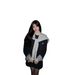 Striped Shawl Sweatshirt For Women, 2025 Autumn Winter New Style, Versatile Black White Small Cape Paired With Top And_ecoleips.com