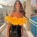 Women's Clothing Three dimensional flower tube top high grade solid color one piece swimsuit suit female swimsuit new 2798_ecoleips.com