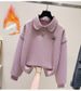 Youthful Contrast Color Knit Top & Korean Jogger Pants Set - Casual Two-Tone Outfit With Relaxed Fit_ecoleips.com