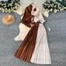 Elegant Sash-Waist Pleated Two-Piece Set – Chic Sleeveless Purple Dress & Skirt Outfit For Fall_ecoleips.com