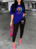 Women's Casual Fashion Rose Pattern Printed Loose T-shirt+cropped Pants Two-piece Home Sportswear Daily Wear-380_ecoleips.com