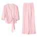5235 Cotton And Set For Women Two-Piece Fashionable Casual Sports Linen Wide-Leg Pants_ecoleips.com