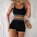 Women's Clothing Black Tank Top White Trim Bikini Two Piece Sports Swimsuit Boxer Briefs_ecoleips.com