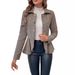 women's lapel jacquard ruffle slim double breasted temperament office blazer for women_ecoleips.com