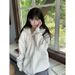 Neutral And Sophisticated American Retro Style Hooded Top, Printed Hoodie, Women's Jacket, Plus Size, Minimalist_ecoleips.com