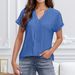 Women's Clothing New V Neck Loose Women's Shoulder Sleeve Hollow Short Sleeved T Shirt Female_ecoleips.com