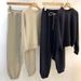Women's Clothing Spring Solid Color Pullover Round Neck Sweatshirt Casual Pants Sports Suit Women's Two Piece Suit_ecoleips.com