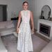 Elegant White Lace Maxi Dress - Sleeveless High Neck Bohemian Style Dress For Women, Breathable And Chic_ecoleips.com