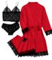 Women's Clothing Women's Pajamas Four piece Sexy Suspender Skirt Set Home Clothes Lace Pajamas Set_ecoleips.com