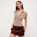 Plaid Shirt European And American 2025 Summer Retro Coffee Pleated Spice Girl Fungus Edge Lace-up Small Lapel Shirt_ecoleips.com