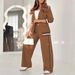Women's Solid Color Temperament 2 Piece Suit Ribbed Fashion Spring Autumn Commuting Independent Station_ecoleips.com