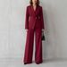 Women's Fashionable And Elegant Long Sleeved Suit Straight Leg Trousers Set Autumn New Arrival 2 Piece_ecoleips.com