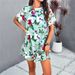 Diyun 2024 Spring/Summer Foreign Trade Women's Casual Vacation Printed Short-Sleeve Dress_ecoleips.com